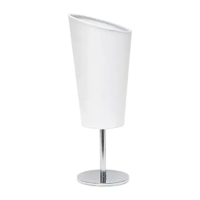 All The Rages Black Mini Chrome With Angled Shade Metal Table Lamp In White
