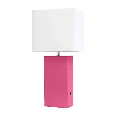 All The Rages Modern Leather Table Lamp With Usb In Pink