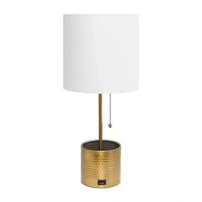 All The Rages Black And White Hammered Usb Metal Table Lamp In Yellow