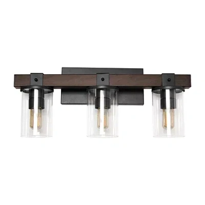 All The Rages 3-light Vanity With Restored Wood Look Vanity Light In Brown
