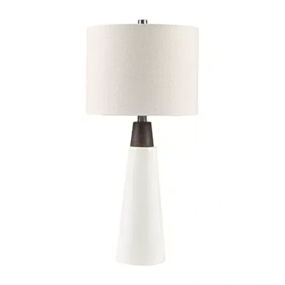 Ink+ivy Tristan Triangular Ceramic And Wood Table Lamp In White