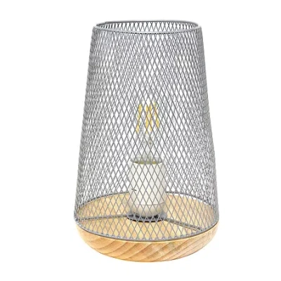 All The Rages Black Wire Mesh Uplight Metal Table Lamp In Gray