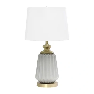 All The Rages 25" Classic Fluted Ceramic And Metal Ceramic Table Lamp In Gray