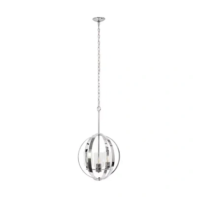 All The Rages 3-light 18" Adjustable Globe Clear Glass Ceiling Pendant In Silver