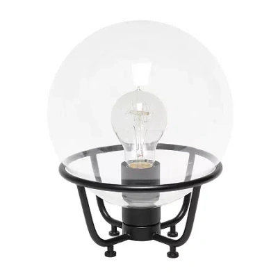 All The Rages Black Globe Glass Metal Table Lamp In Black