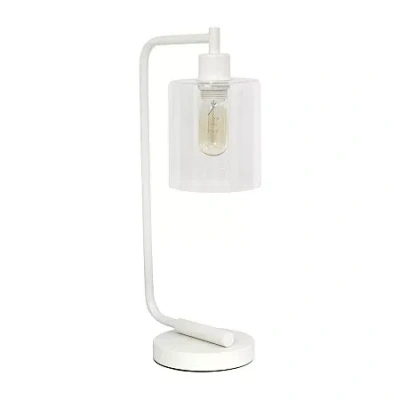 All The Rages Lalia Home Glass Shade Modern Desk Lamp In White