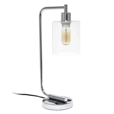 All The Rages Lalia Home Usb Port With Modern Glass Shade Desk Lamp In Silver