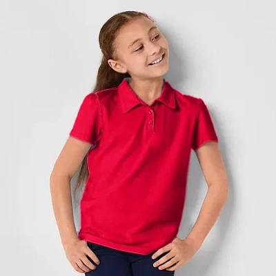 Thereabouts Little & Big Kid Girls Short Sleeve Regular Fit Polo Shirt In Red