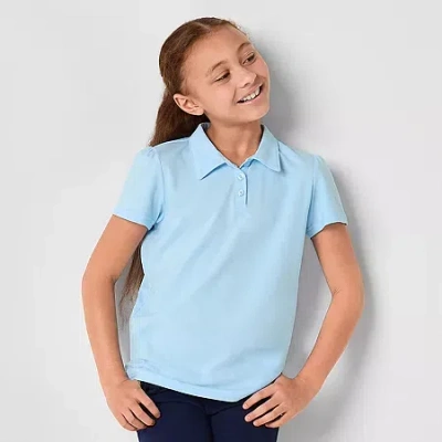 Thereabouts Little & Big Kid Girls Short Sleeve Regular Fit Polo Shirt In Blue