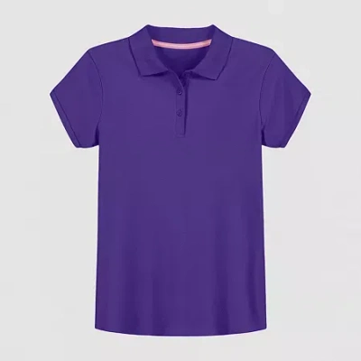 Izod Little & Big Kid Girls Short Sleeve Regular Fit Polo Shirt In Blue