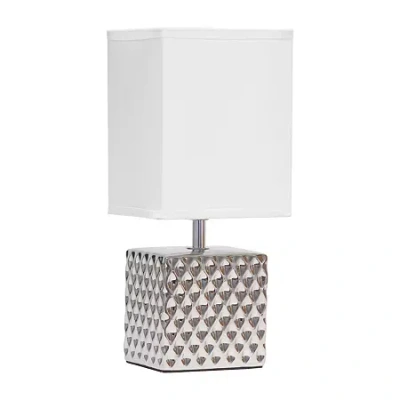 All The Rages Simple Designs Hammered Metallic Ceramic Table Lamp In Silver