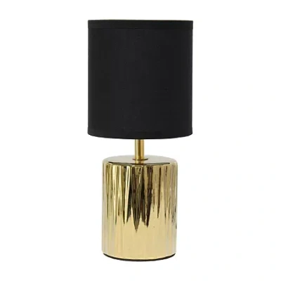 All The Rages Simple Designs Ruffled Metallic Ceramic Table Lamp In Yellow