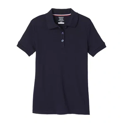 French Toast Big Kid Girls Short Sleeve Regular Fit Polo Shirt In Blue