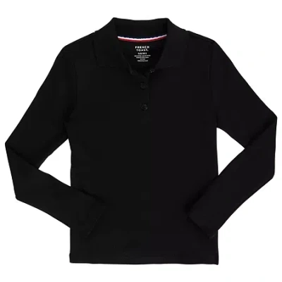 French Toast Little & Big Kid Girls Long Sleeve Regular Fit Polo Shirt In Black