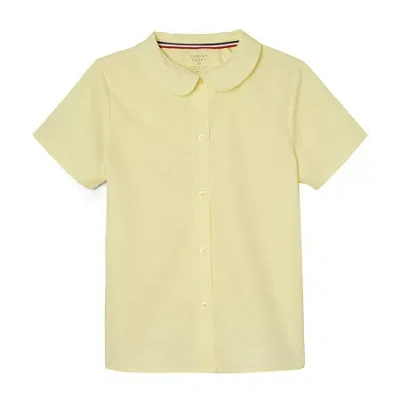 French Toast Little & Big Kid Girls Short Sleeve Fitted Regular Fit Button-down Shirt In Yellow