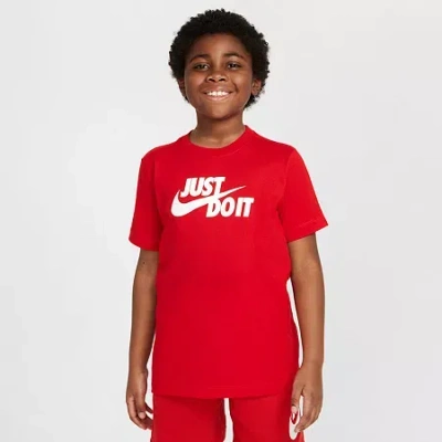 Nike Club Big Kid Unisex Crew Neck Short Sleeve Regular Fit Graphic T-shirt In Red