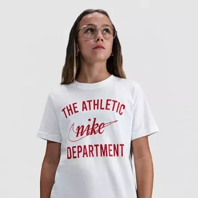 Nike Big Kid Unisex Crew Neck Short Sleeve Regular Fit Graphic T-shirt In White