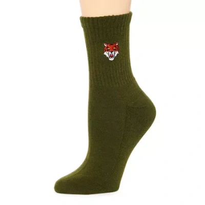 Arizona Embroidered Mens 1 Pair Crew Socks In Green