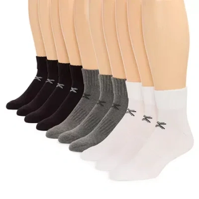 Xersion Quick-dri Mens 10 Pair Quarter Ankle Socks In Gray