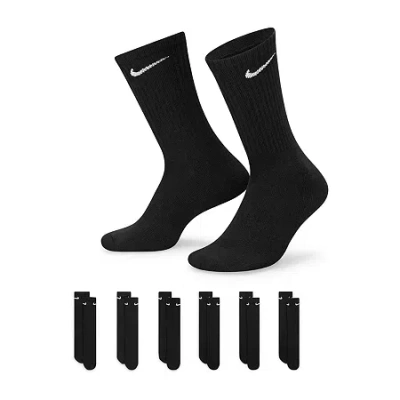 Nike Everyday Cushioned Unisex Adult 6 Pair Crew Socks In Black