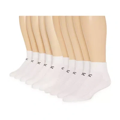Xersion Quick-dri Mens 10 Pair Quarter Ankle Socks In White