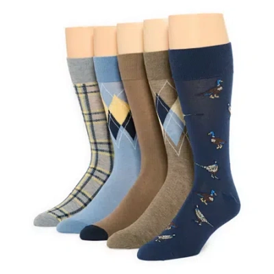 Stafford Casual Dress Mens 5 Pair Crew Socks In Multi