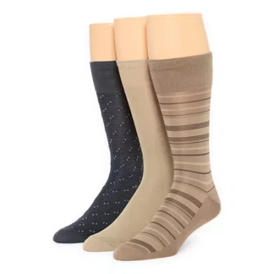 Stafford Microfiber Mens 3 Pair Crew Socks In Brown