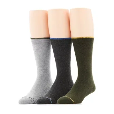 Stafford Casual Performance Mens 3 Pair Crew Socks In Black