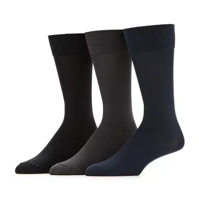 Stafford Microfiber Mens 3 Pair Crew Socks In Blue