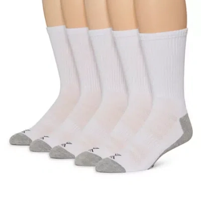 Xersion Running Mens 5 Pair Crew Socks In White