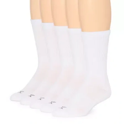 Xersion Running Mens 5 Pair Crew Socks In White