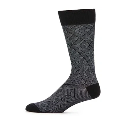 J. Ferrar Dress Mens 1 Pair Crew Socks In Black