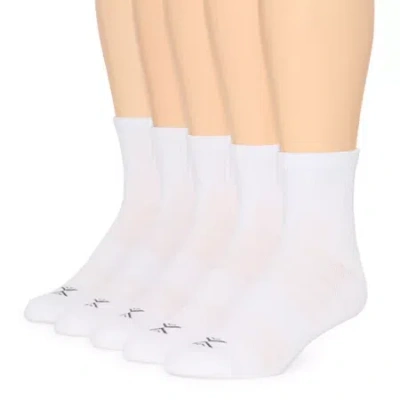 Xersion Running Mens Multi-pack 5 Pair Quarter Ankle Socks In White