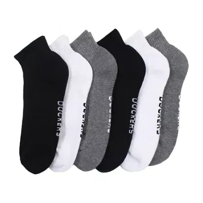 Dockers Half Cushion Mens Multi-pack 6 Pair Quarter Ankle Socks In Gray