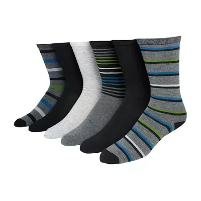 Dockers Flat Knit Mens 6 Pair Crew Socks In Multi