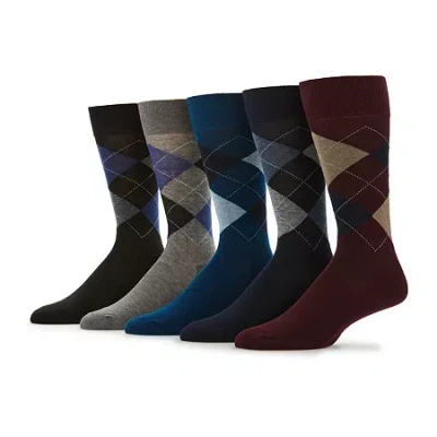 Stafford Casual Dress Mens 5 Pair Crew Socks In Multi
