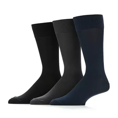 Stafford Microfiber Mens 3 Pair Big And Tall Crew Socks In Black