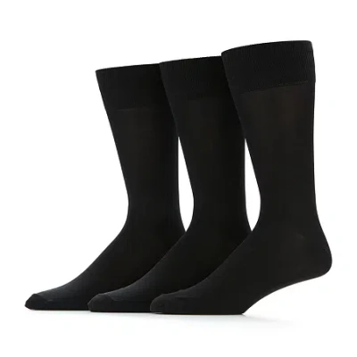 Stafford Microfiber Mens 3 Pair Big And Tall Crew Socks In Black