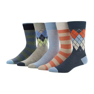 Stafford Casual Dress Mens 5 Pair Crew Socks In Blue