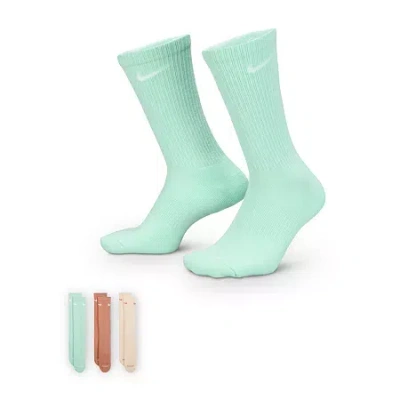 Nike Everyday Plus Cushioned Unisex Adult 3 Pair Crew Socks In Green