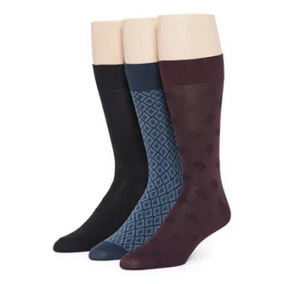 Stafford Microfiber Mens 3 Pair Crew Socks In Red