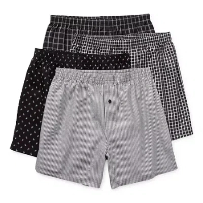 Stafford Woven Mens 4 Pack Boxers 305919 In Black