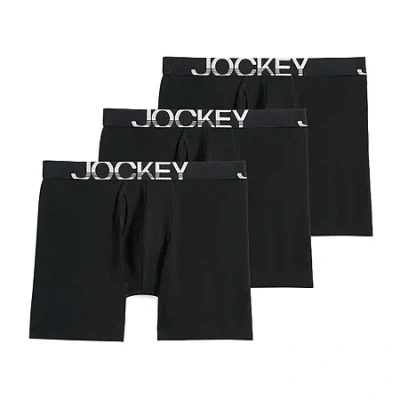 Jockey Active Stretch Mens 3 Pack Long Leg Boxer Briefs 8798 In Black