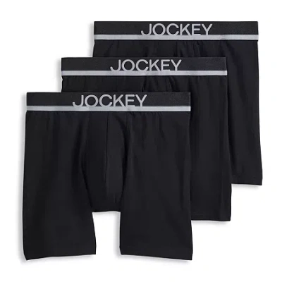 Jockey Casual Cotton Stretch Mens 3 Pack Boxer Briefs 3498 In Black
