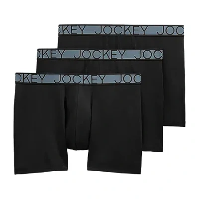 Jockey Active Microfiber Mens 3 Pack Boxer Briefs 9142 In Black