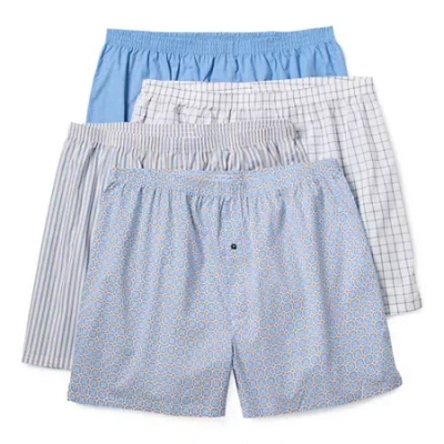 Stafford Woven Mens Big And Tall 4 Pack Boxers 302600 In Blue