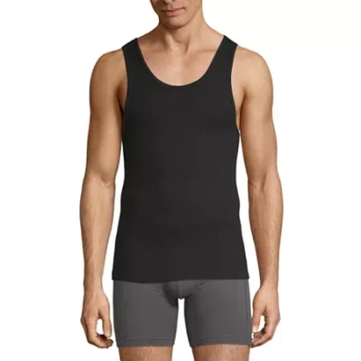 Stafford Dry + Cool Mens Round Neck Sleeveless Quick Dry 4 Pack Tank In Black