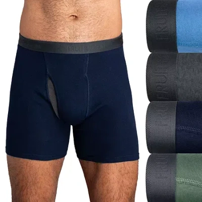 Fruit Of The Loom Cool Zone Fly Mens 4 Pack Boxer Briefs Jc4bl7c In Blue