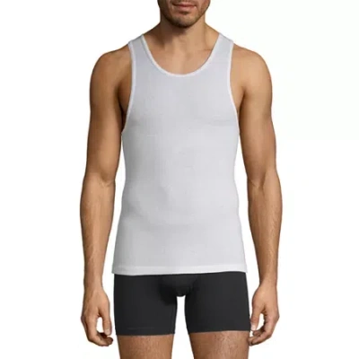 Stafford Dry + Cool Mens Round Neck Sleeveless Quick Dry 4 Pack Tall Tank In White