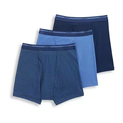 Jockey Classics Cotton Full-rise Mens 3 Pack Boxer Briefs 9977 In Blue